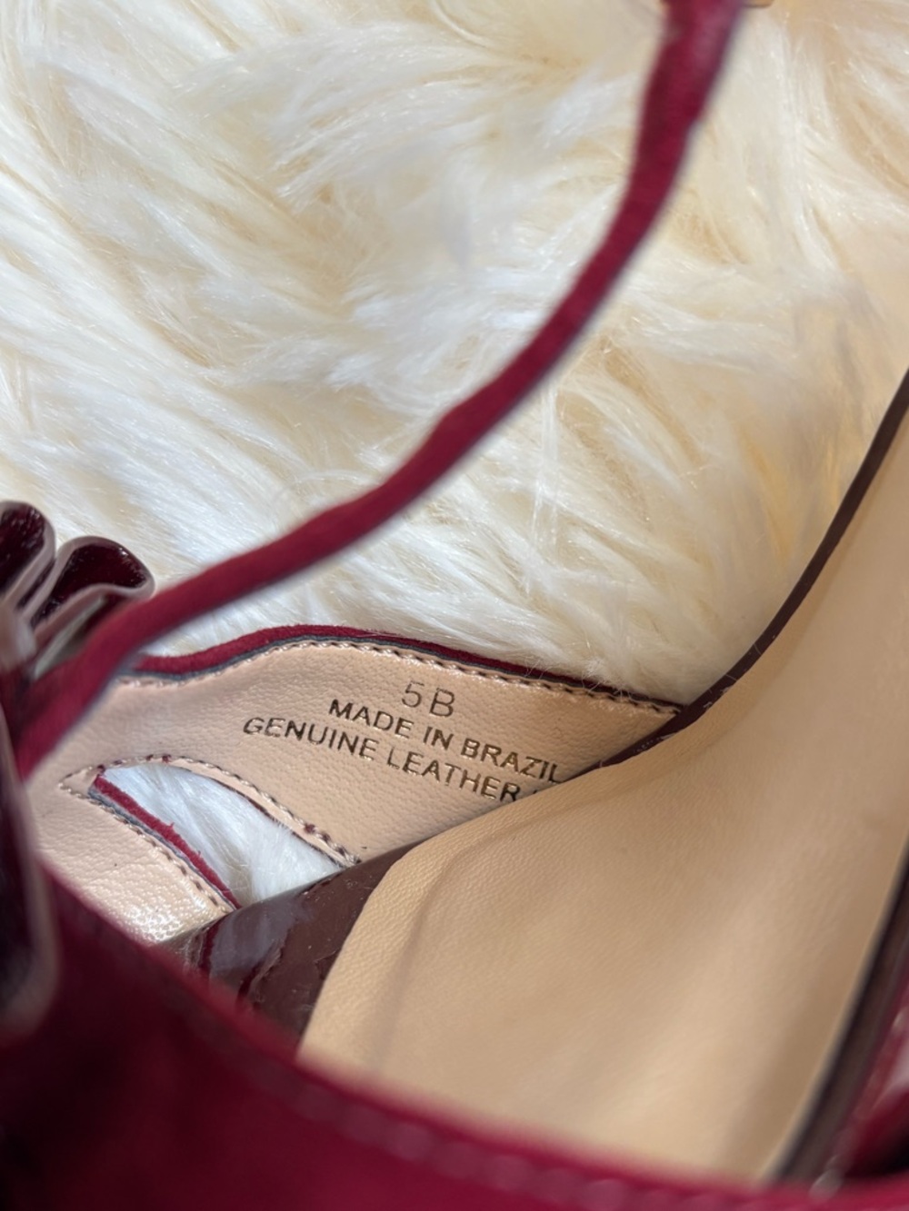 Talbots Suede Patent Leather Heel Sandals Burgundy Women’s 5B Bow - Picture 4 of 6